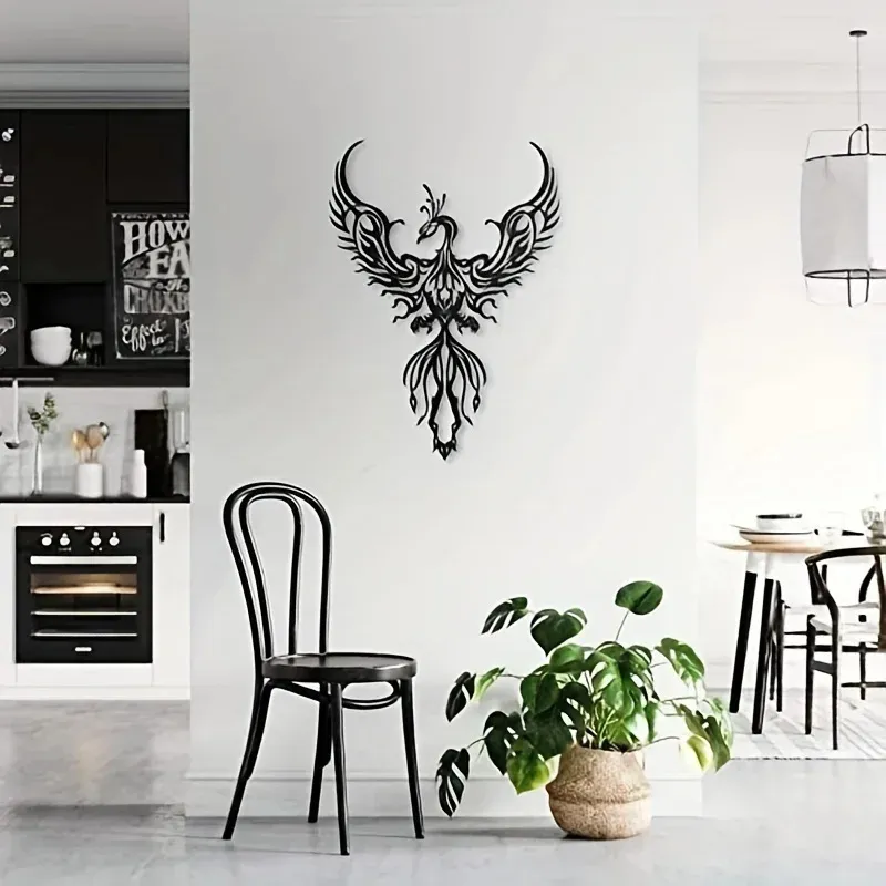 Metal Phoenix Design Hanging Wrought Iron Silhouette Wall Decorations