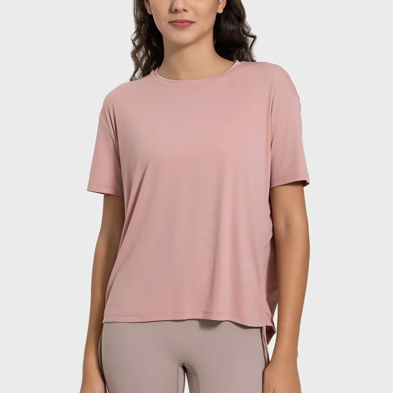 Women's Side Drawstring Yoga Clothes Casual Short Sleeve - Miyou Colours-10