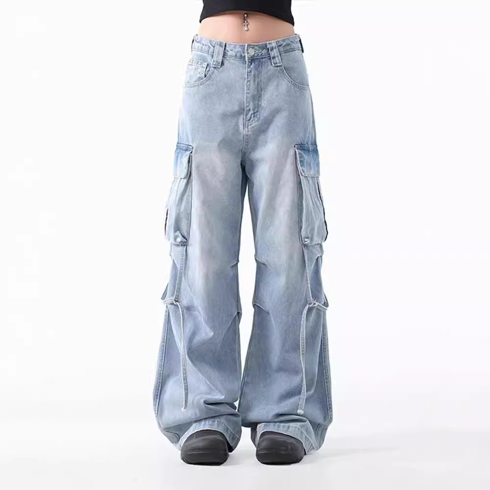 Men's American-style High Street Lace-up Jeans