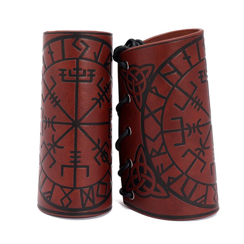 Title 8, Leather Arm Guard Retro Nordic Viking Totem Pun...