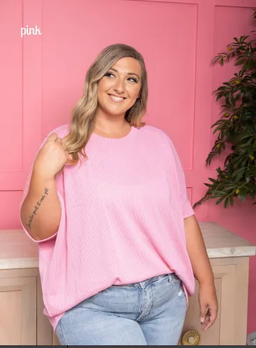 Women's Plus Size Casual Baggy Fashion Top Pink - Shop at LoveMi