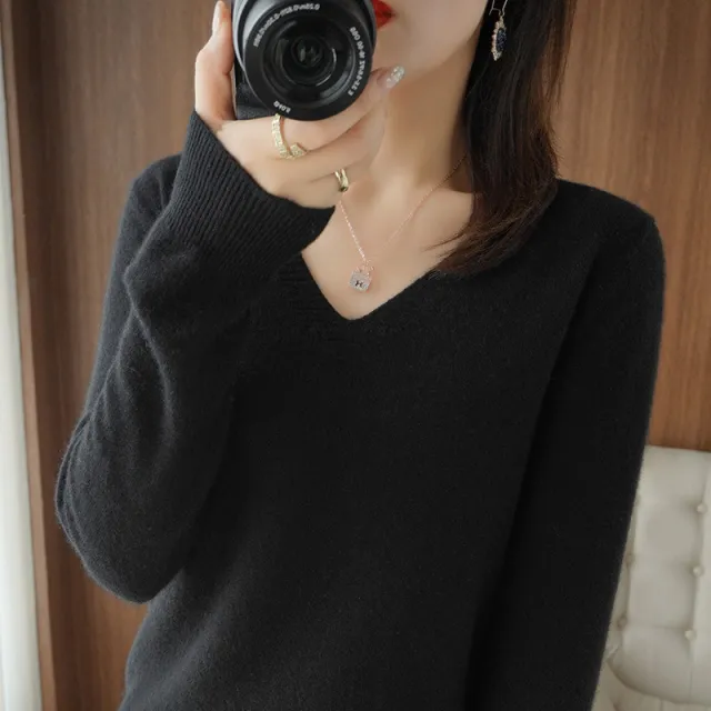 Women's Short Slim Fit Pullover Solid Color Sweater Black - Shop at LoveMi