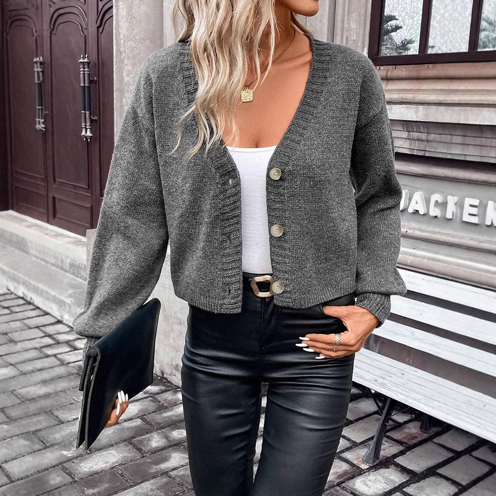 Fashionable Loose-fitting Long-sleeve Cardigan Sweater