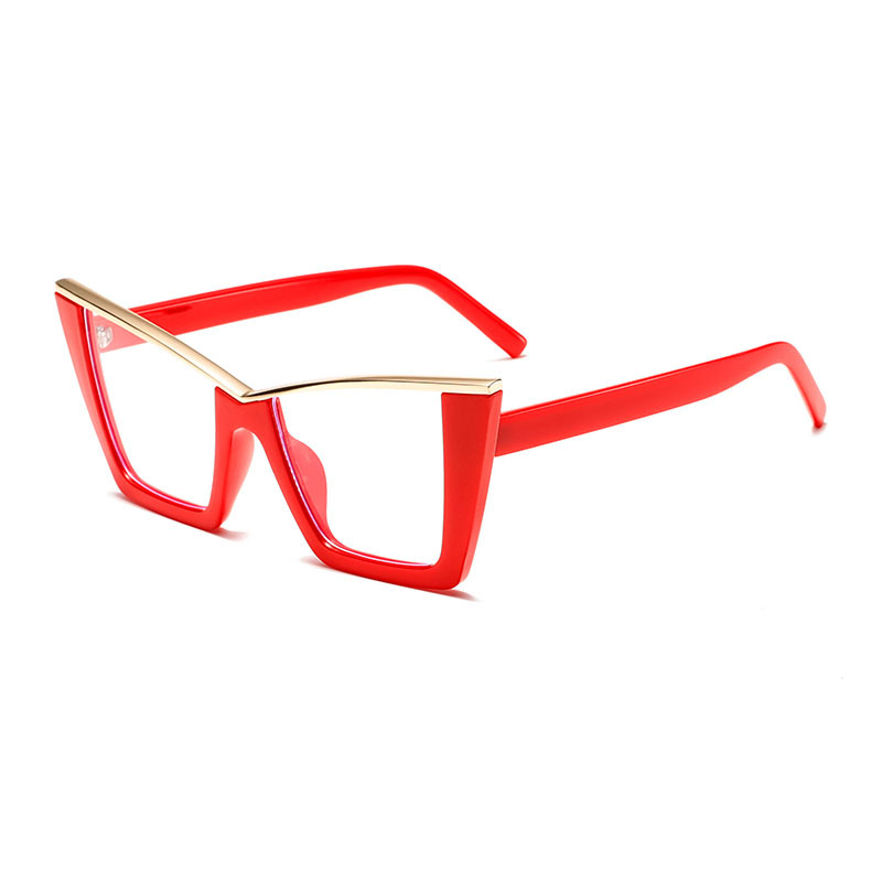 European And American Ins Cat Eye Frame Trendy All match Anti blue Light Glasses Red Frame Plain Glasses - Shop at LoveMi