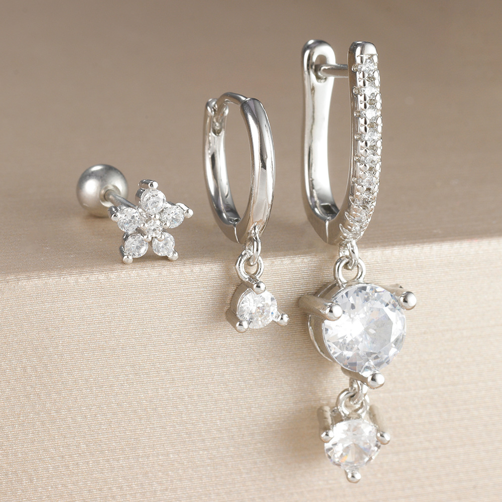 Trendy Earrings Suit Geometric Zircon