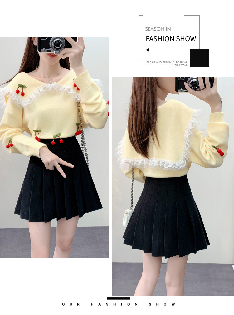 Title 4, Fashionable and Lovely Milk Style Sweater Pleat...