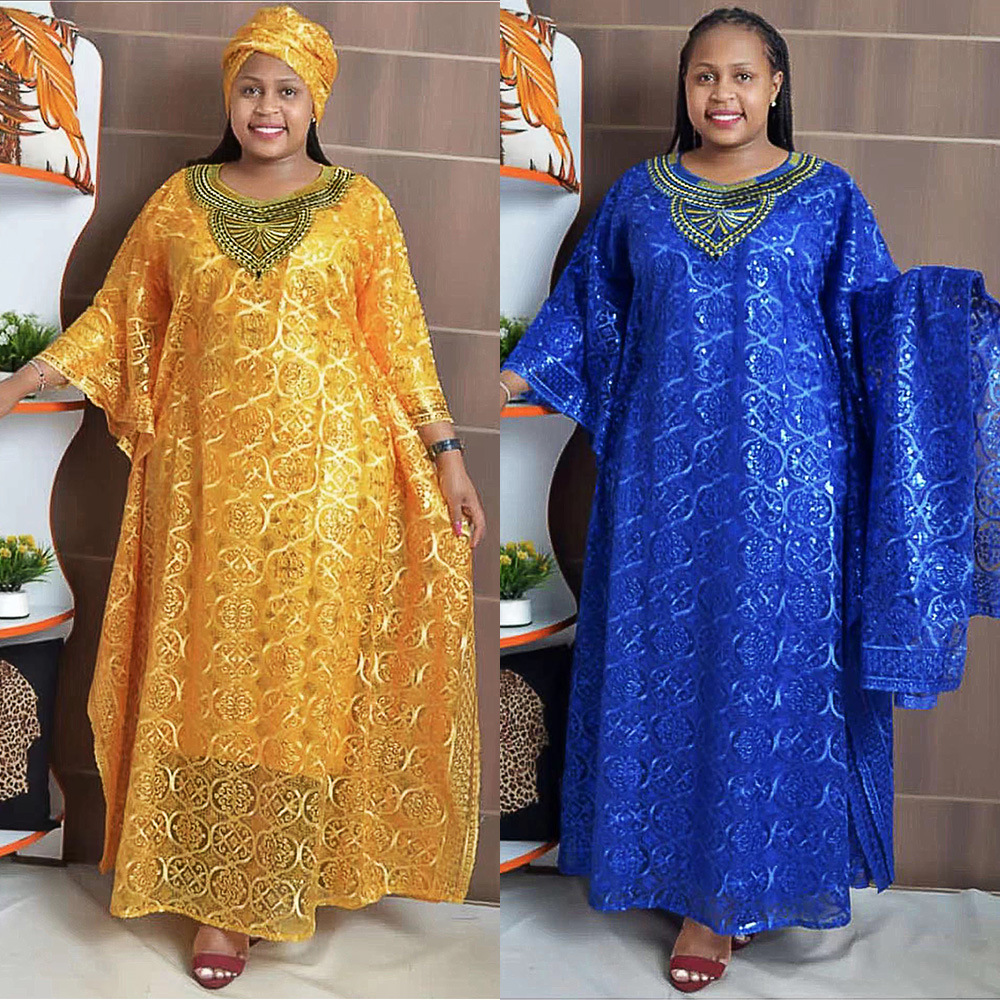 Womens Embroidered Lace Loose-Fitting Batwing-Sleeve Dress — image 1