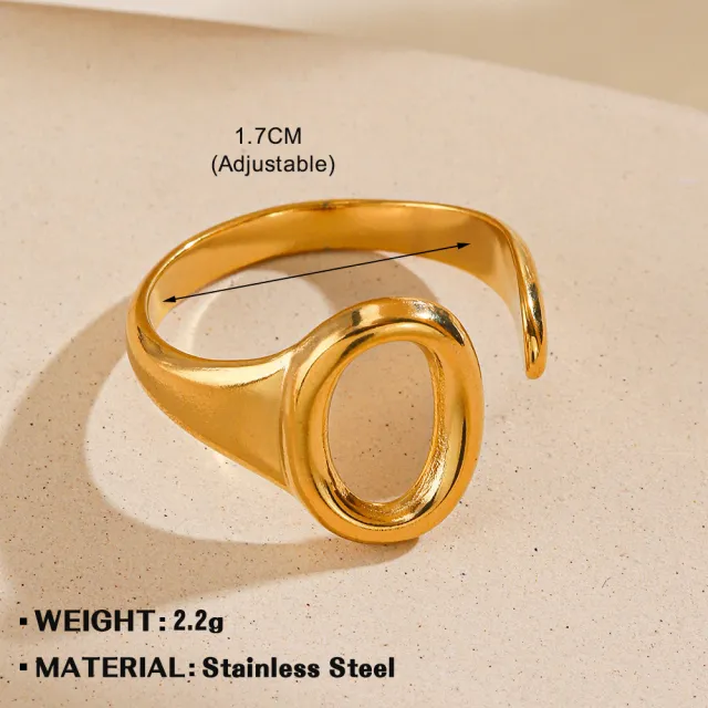 Oval Ins Style Fashion Electroplating Opening Adjustable Titanium Steel Ring Gold - Shop at LoveMi