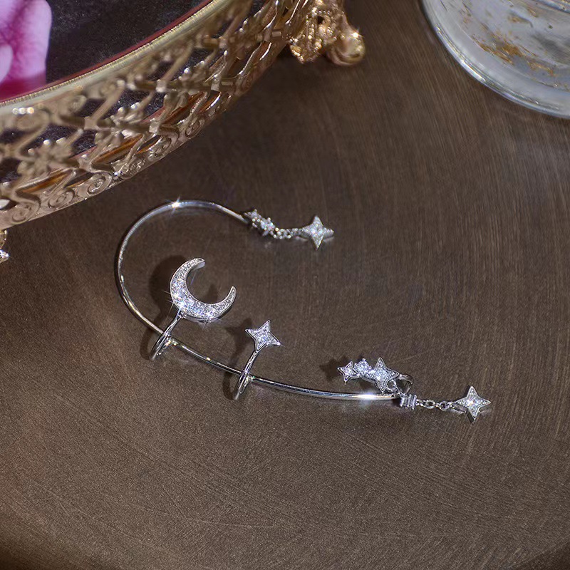 Star Moon Ear Hanging No Pierced Cold Wind Ear Rings - Picture 7 of 7