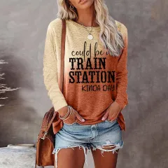Digital Printing Loose Casual Ladies T-shirt - Dz56721Yxc Orange - View 1