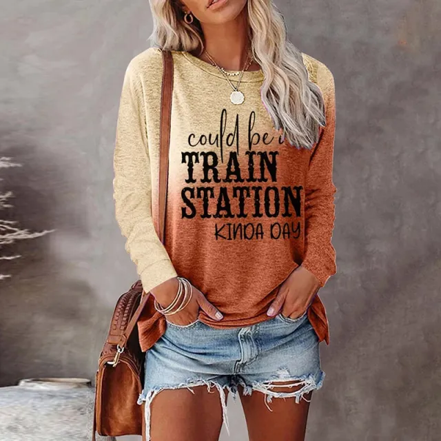 Digital Printing Loose Casual Ladies T shirt Dz56721Yxc Orange - Shop at LoveMi