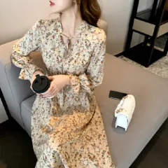 Retro Waist-cinching Floral Dress For Women - Floral - View 1