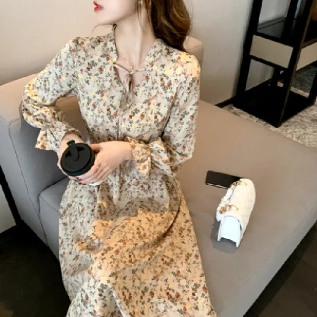 Retro Waist cinching Floral Dress For Women Floral - Shop at LoveMi