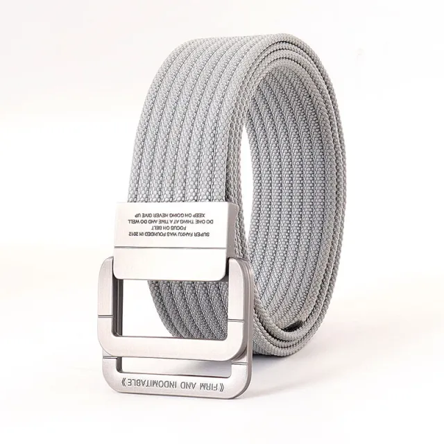 Alloy Double Ring Buckle Woven Nylon Tactical Sports Outdoor Waist Belt Light Gray - Shop at LoveMi