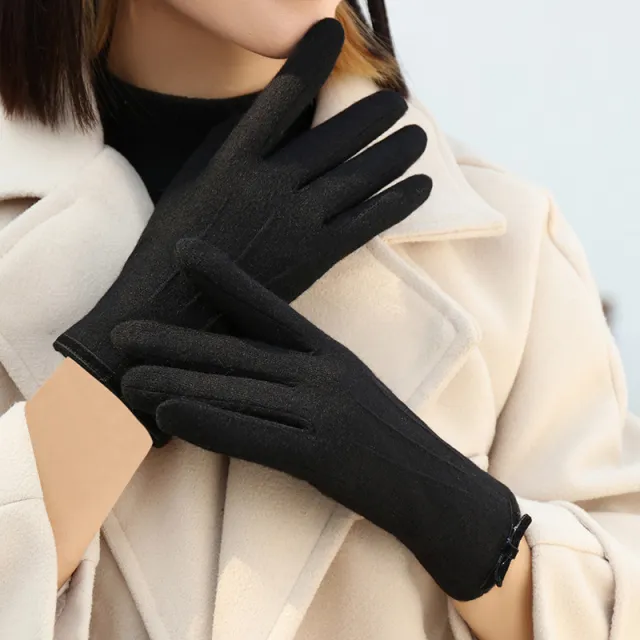 Women's Winter Fleece Lined Padded Warm Keeping Finger Outdoor Gloves Black - Shop at LoveMi