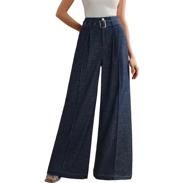 Wide leg High Waist Jeans For Women Dark Blue - Shop at LoveMi