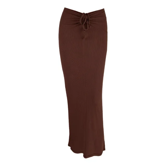 Female Modal Sports Fishtail Line High Elastic Breathability Yoga Skirt Chestnut - Shop at LoveMi