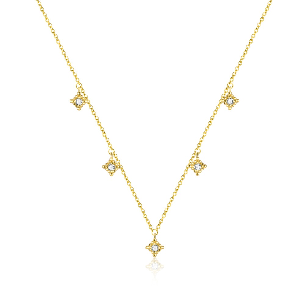 Women's Sterling Silver Stylish Water Drop Necklace Light Luxurious And Simple Mori Flower