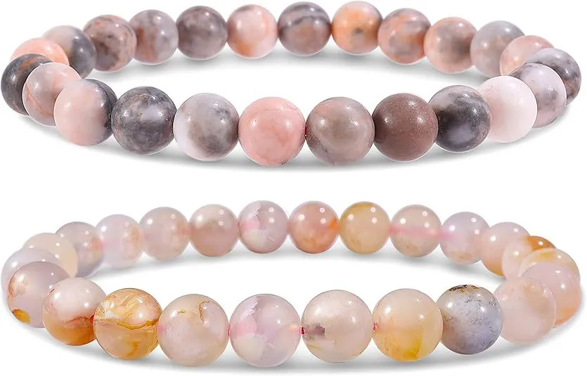 European And American 8mm Natural Agate Bead Bracelet Cinnabar Jade Macaron Bracelet - 7 Colors