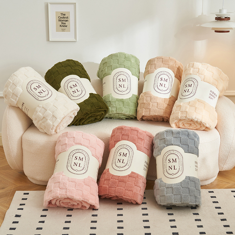 Household Waffle-pattern Flannel Casual Blanket