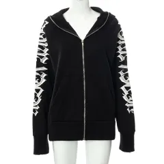 Women's Fashion Letter Print Long Sleeve Sweatshirt - Black K21Tp497 - View 1