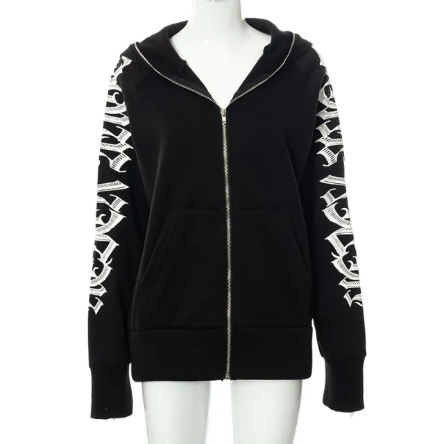 Women's Fashion Letter Print Long Sleeve Sweatshirt Black K21Tp497 - Shop at LoveMi