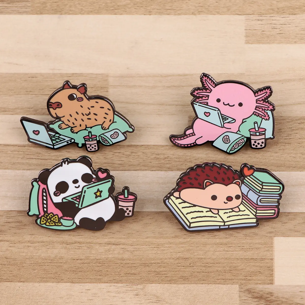 Panda Hedgehog Capybara Giant Salamander Animal Badge