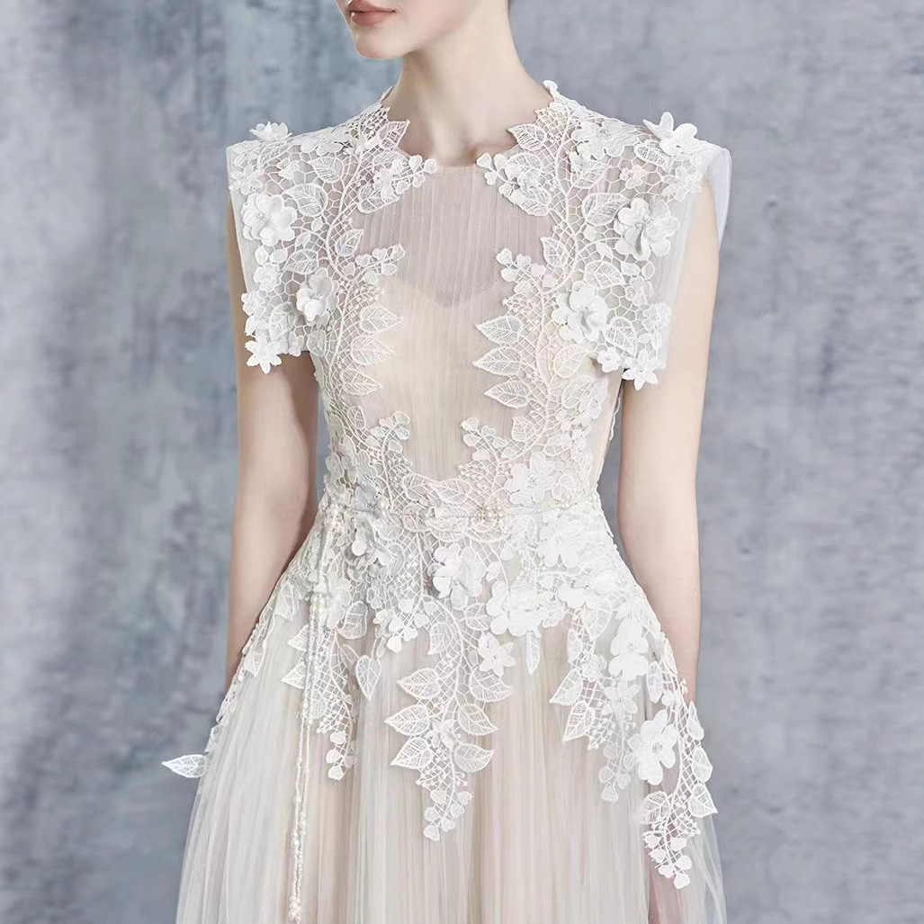 Lace Crochet Fairy-Like Waist-Cinching Dress