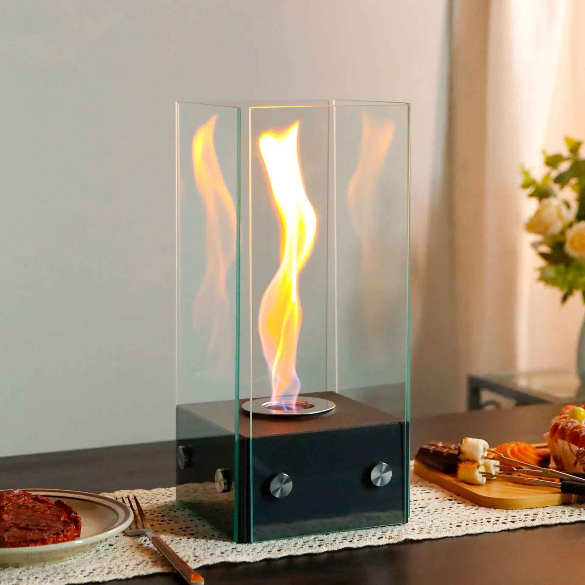 Square Desktop Alcohol Fireplace Lamp