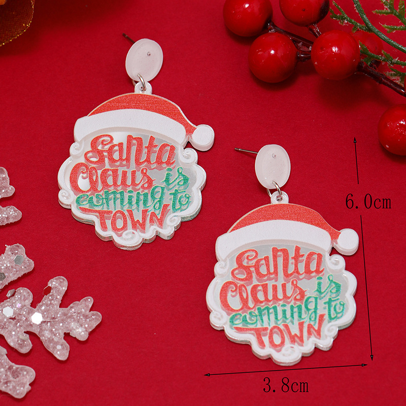 Rainbow Christmas Tree English Exaggerated Ear Studs