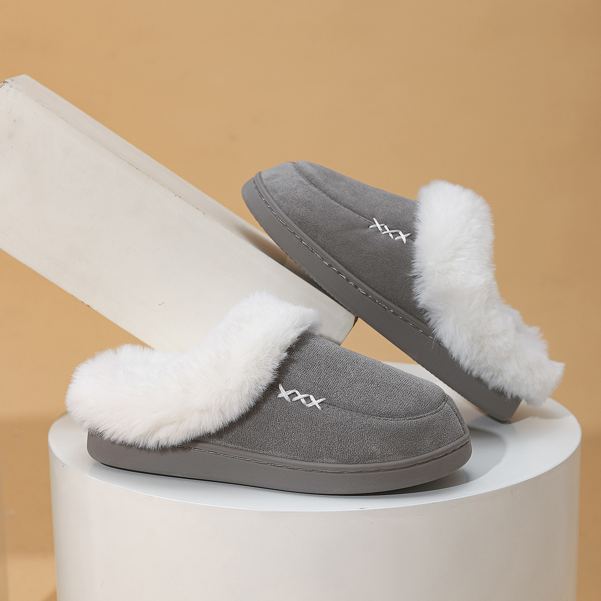Fluffy Home Warm Non Slip Cotton Slippers