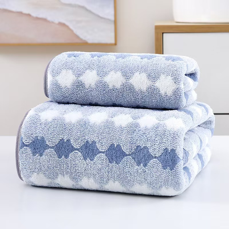 Wide Stripe Dark Stripe Coral Velvet Printing Towels Suit 9