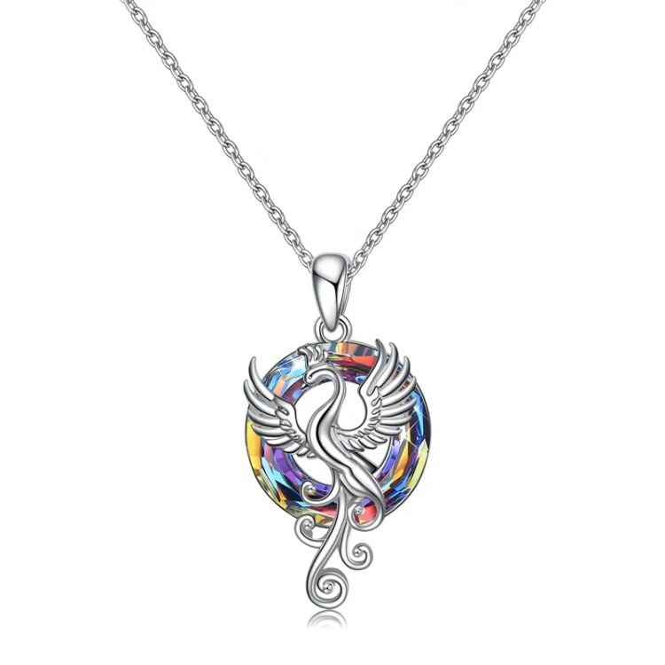 Firebird Phoenix Pendant Colorful Colorful Crystal Necklace