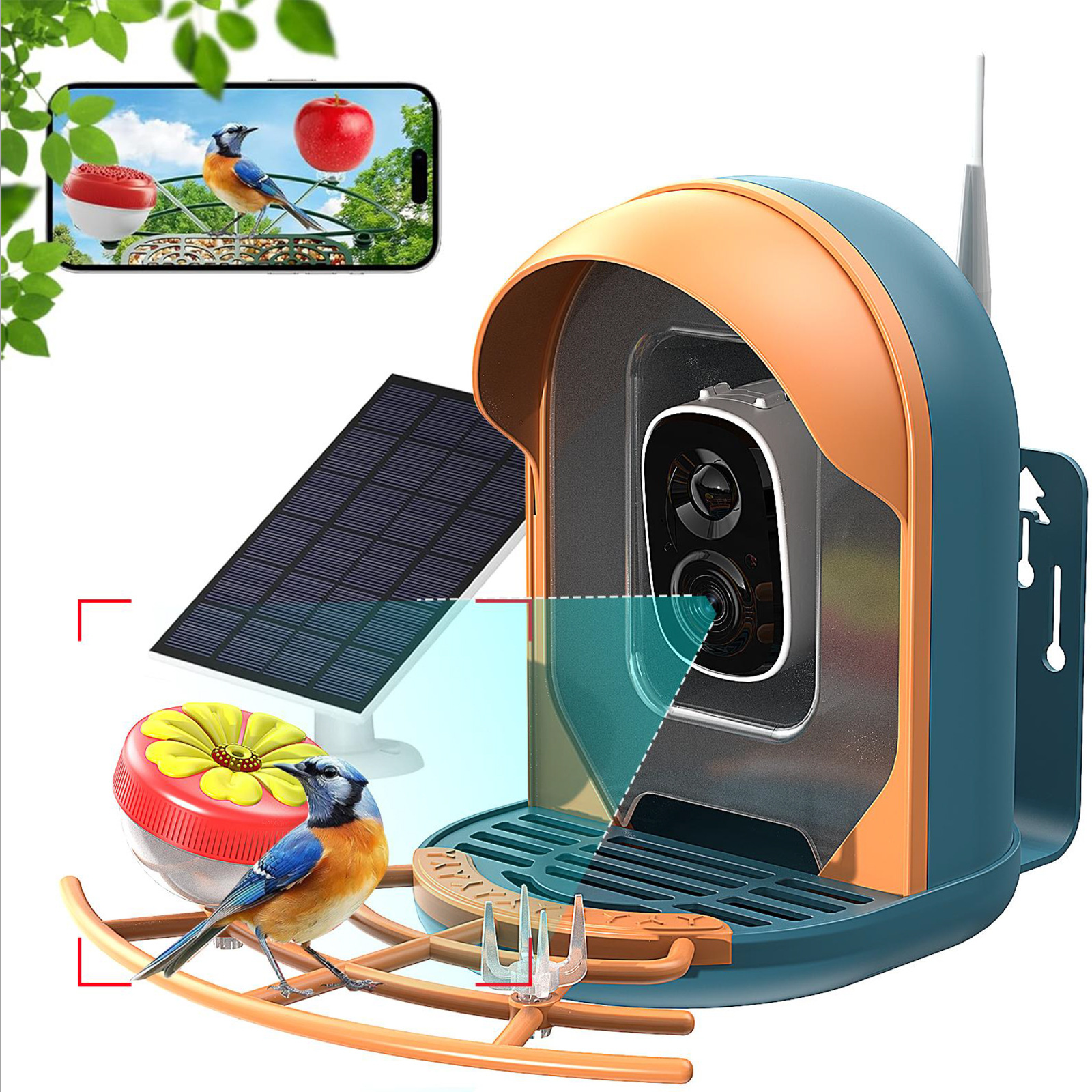 Smart Bird Feeder With AI-powered Camera Outdoor Solar Charging 9