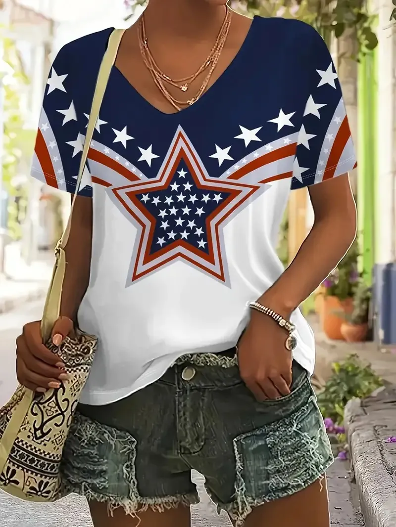 Women's New Summer Thin Hollow V-neck T-shirt - G66Z890 Style