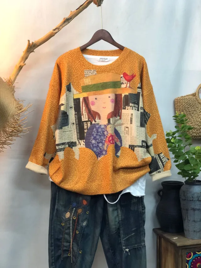 New Women's Loose fitting Round neck Sweater For Outerwear T369 - Shop at LoveMi