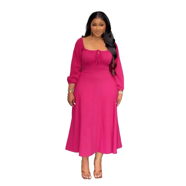 Waist tight A Line Hem Dress Women Purplish Red - Shop at LoveMi