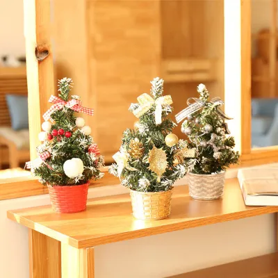 PVC Mini Christmas Tree LED Lights Decoration Desktop Ornaments