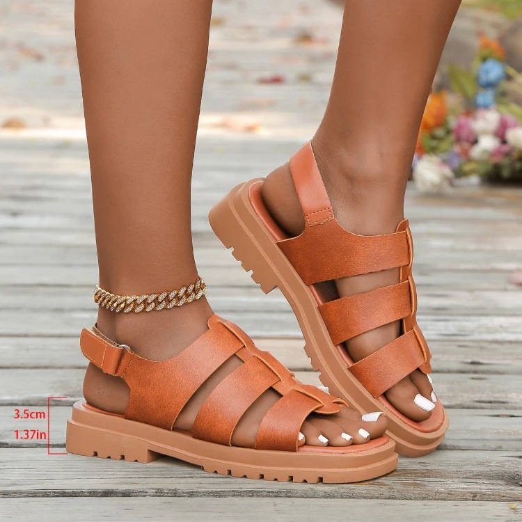 Round Toe Low Heel Casual Sandals – Sarah Express