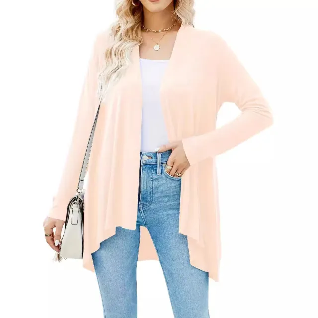 Solid Color Cardigan Top Women Beige - Shop at LoveMi