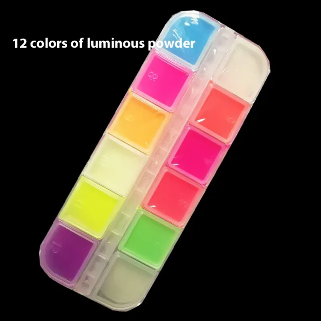 Nail Makeup Glitter Laser Sequins 12 Colors Fluorescent Powder Luminous 12 Colors Luminous Powder - Shop at LoveMi