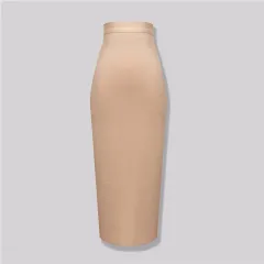 Mid-length Bandage Skirt Fashionable Elegant High Waist Elastic Hip One-step Skirt - Apricot - View 1