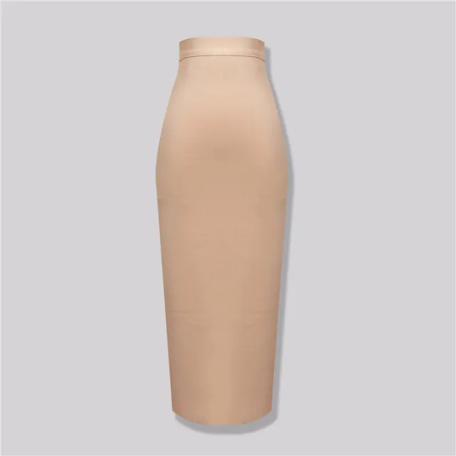 Mid length Bandage Skirt Fashionable Elegant High Waist Elastic Hip One step Skirt Apricot - Shop at LoveMi