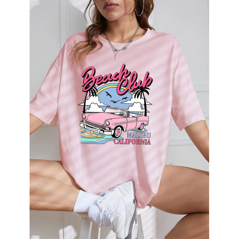 تيشيرت روز مطبوع بتصميم راكب الدراجة النارية الكلاسيكي يناسب جميع الإطلالات