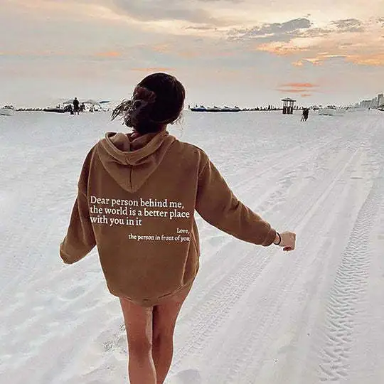 Letter Printing Versatile Casual Long Sleeve Pullover Loose Hooded Style 4 - Shop at LoveMi