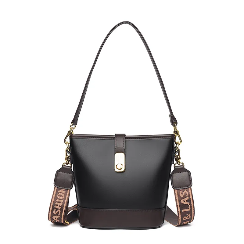 Fashion Korean Style Bucket Bag All-match Shoulder Messenger Bag - Black