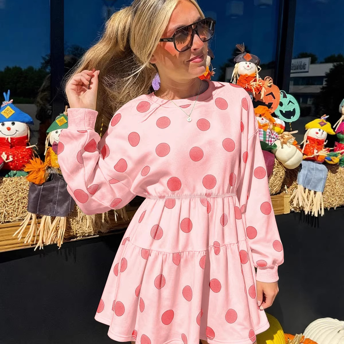 New High Waist Long Sleeves Dress For Women