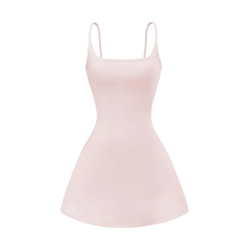 Pure Desire Style Sexy Spaghetti Straps Slimming Dress - Pink