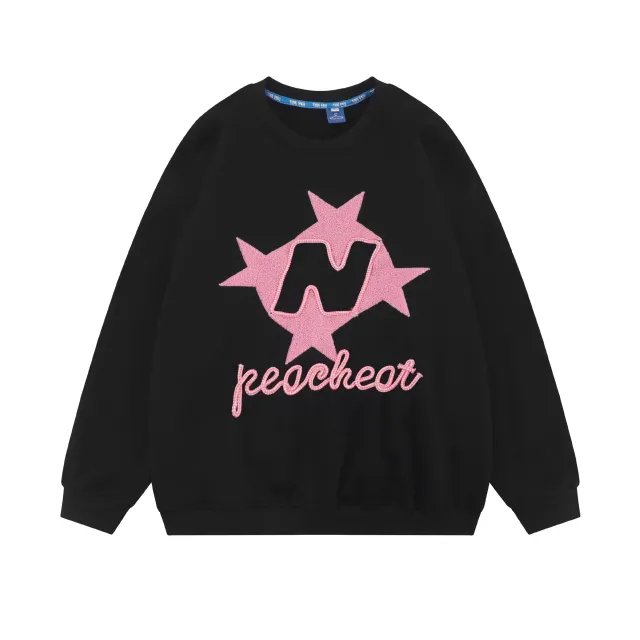 Embroidered Pullover Drop shoulder Long sleeve Men's Sweater Top Black - Shop at LoveMi