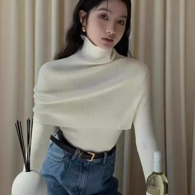 Korean Shawl Two piece Sweater Women's Simple Graceful Beige - Shop at LoveMi